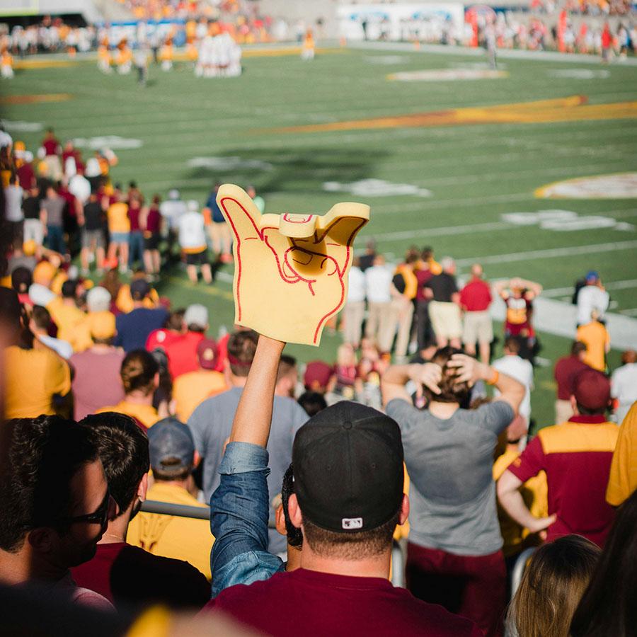 A crowd watches the ASU Sun Devils play.